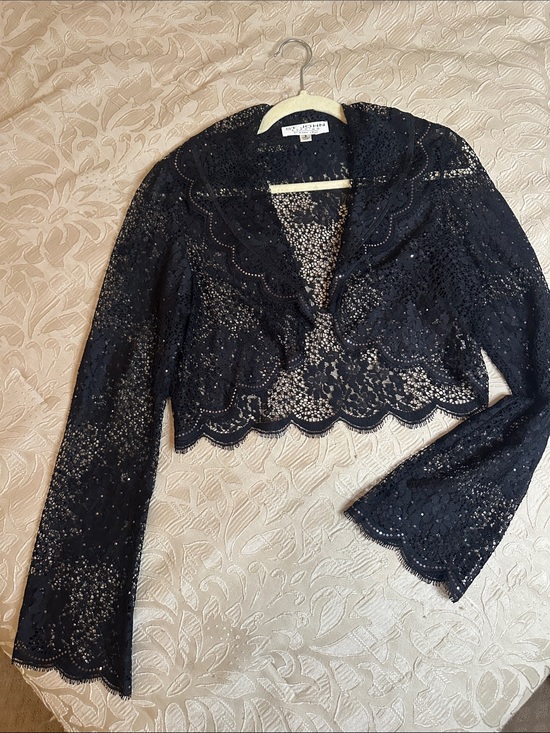 St. John Jackets & Blazers - St. John Black Lace Cropped Blazer Jacket